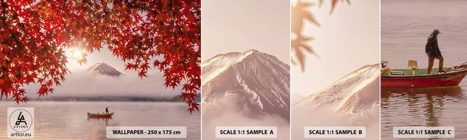 Fotobehang Monster Zelfklevend Deluxe Sticker - In het Japanse klimaat - Landschap, Meer, Japan - 100x30 cm