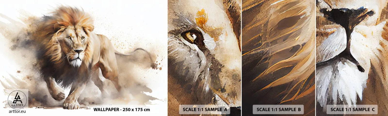 Fotobehang Staaltje Standard Eco - De koning vertrekt - Leeuw, Helder, Dier - 100x30 cm