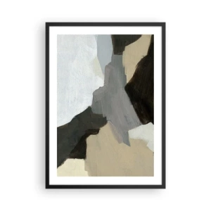 Poster in een zwarte lijst - Abstracte compositie in gedempte kleuren - 50x70cm - Abstractie: het kruispunt van grijs - Moderne wanddecoratie voor woonkamer en slaapkamer ARTTOR