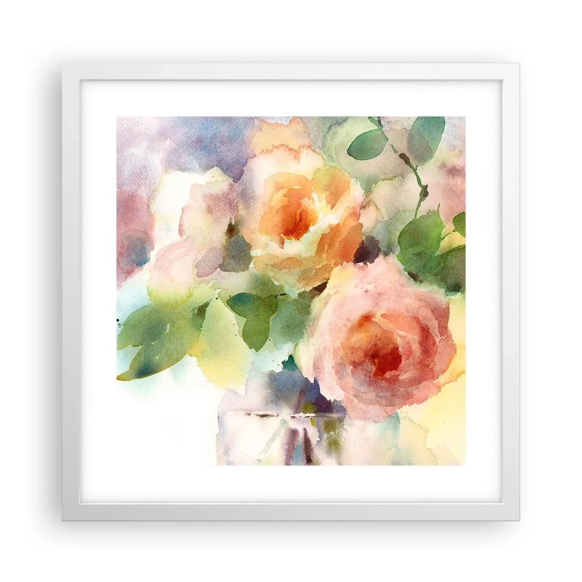 Poster in een witte lijst - Delicaat als aquarel - 40x40 cm