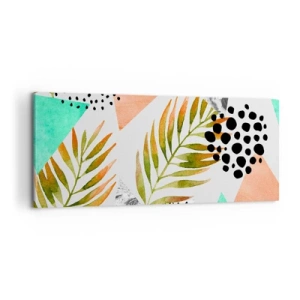 Schilderen op canvas - Decoratie met palmblad - 120x50 cm