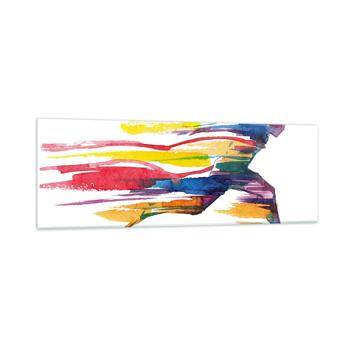 Schilderen op glas - Rennend over de regenboog - 90x30 cm