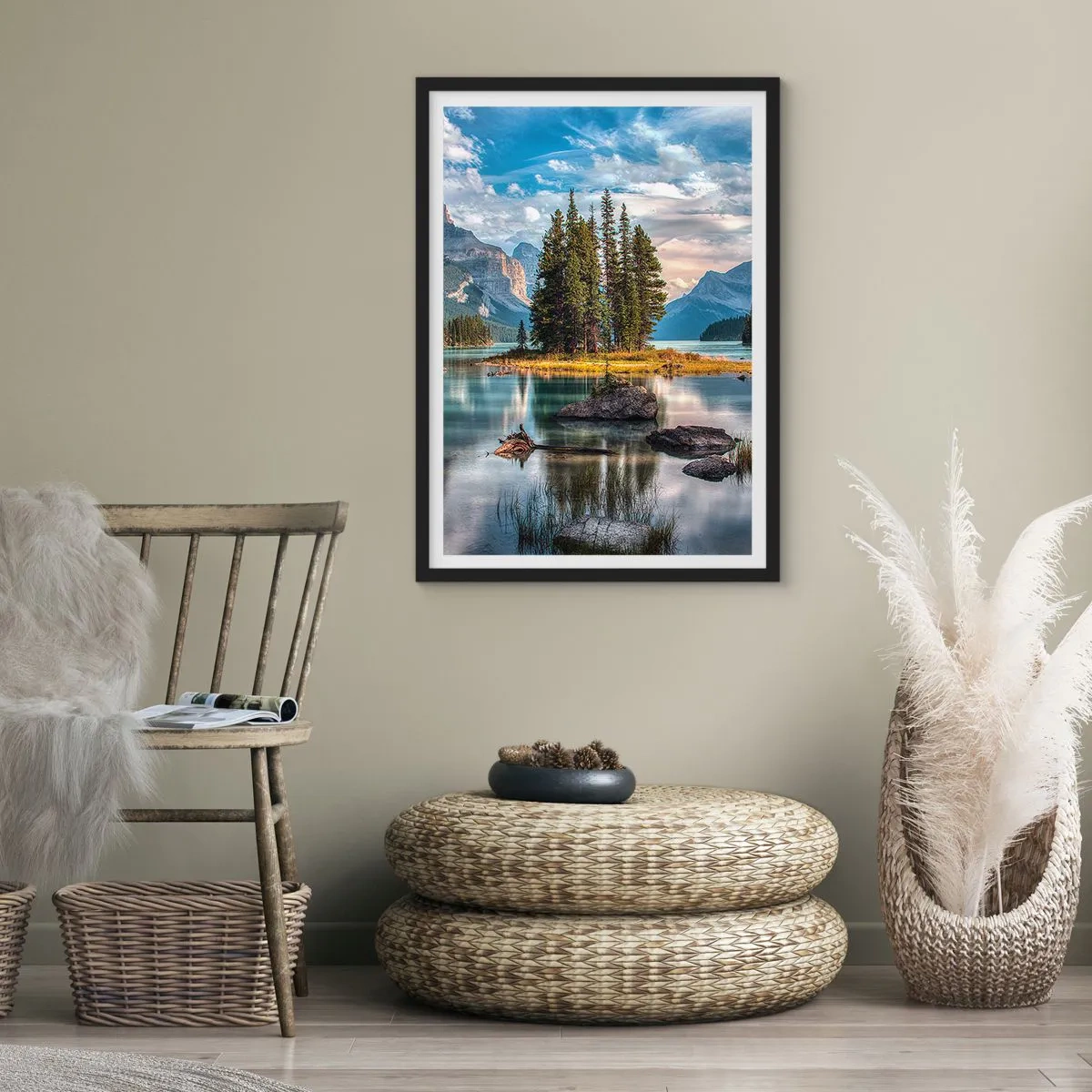 Poster in een zwarte lijst - Aan het grote en schone water ... - 70x100 cm