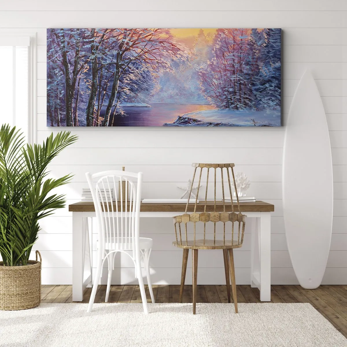 Schilderen op canvas - De kleuren van de winter - 90x30 cm