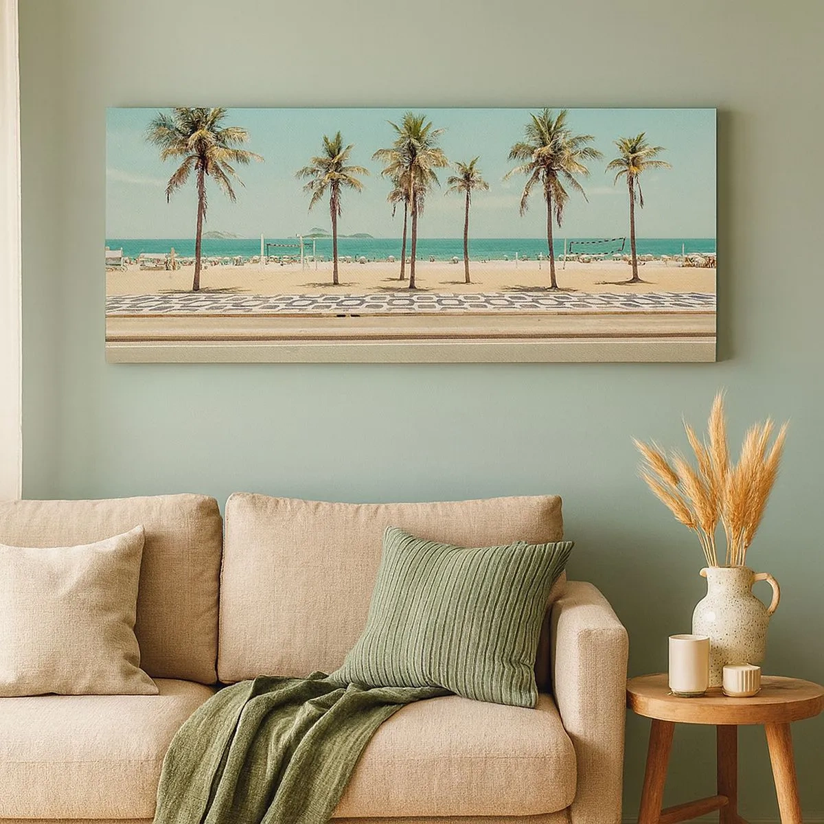 Schilderen op canvas - Op wacht op het strand - 100x40 cm