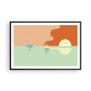 Poster in een zwarte lijst - Het perfecte zeelandschap - 91x61 cm