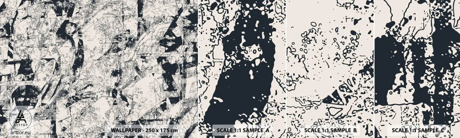 Fotobehang Staaltje Standard Eco - Interpenetratie van tegenstellingen - Abstractie, Deel, Collage - 100x30 cm