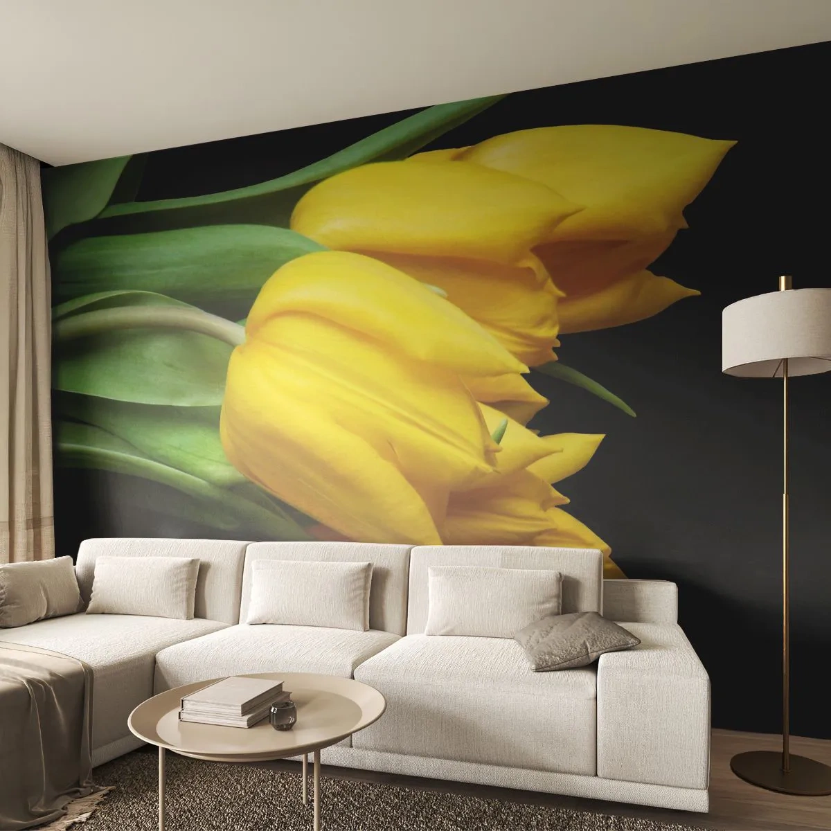 Fotobehang Premium Canvas - Gemaakt van heldere zon - Bloemen, Tulpen, Boeket bloemen - 250x175 cm