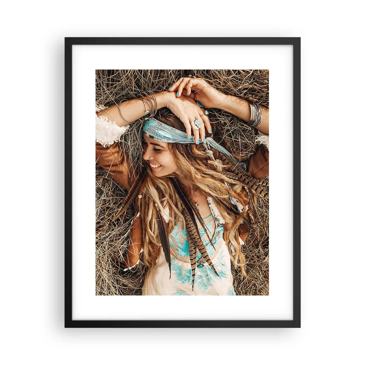 Poster in een zwarte lijst - Op weg naar de zomer van de liefde - 40x50 cm