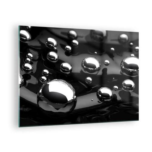 Schilderen op glas - Metalen druppels op een zwart oppervlak - 70x50cm - Uit het zwarte water - Moderne wanddecoratie voor woonkamer en slaapkamer ARTTOR