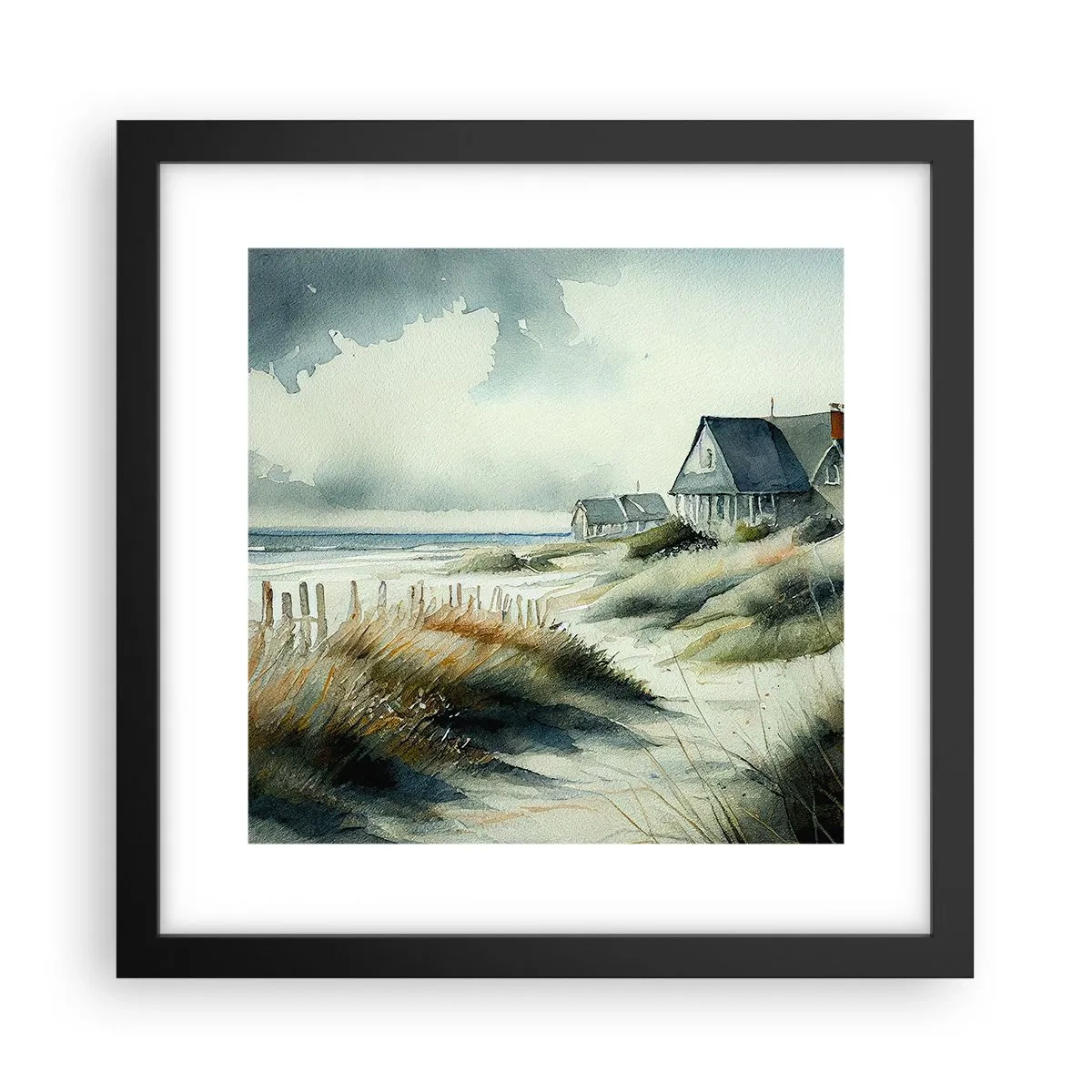 Poster in een zwarte lijst - Weg van de drukte - 30x30 cm