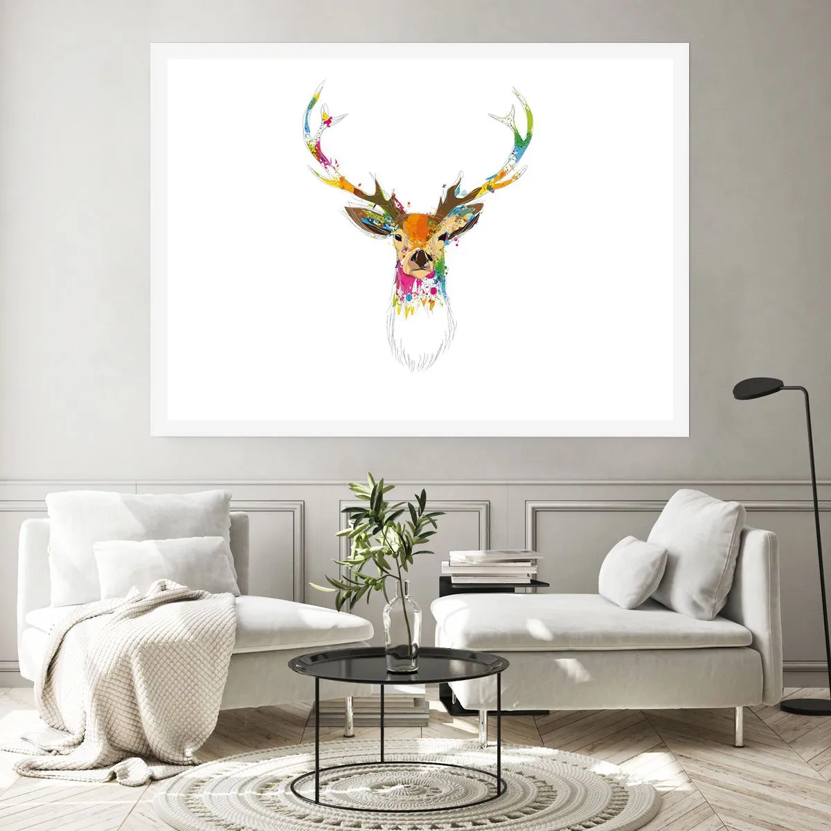 Poster - Een zacht hert badend in kleur - 50x40 cm