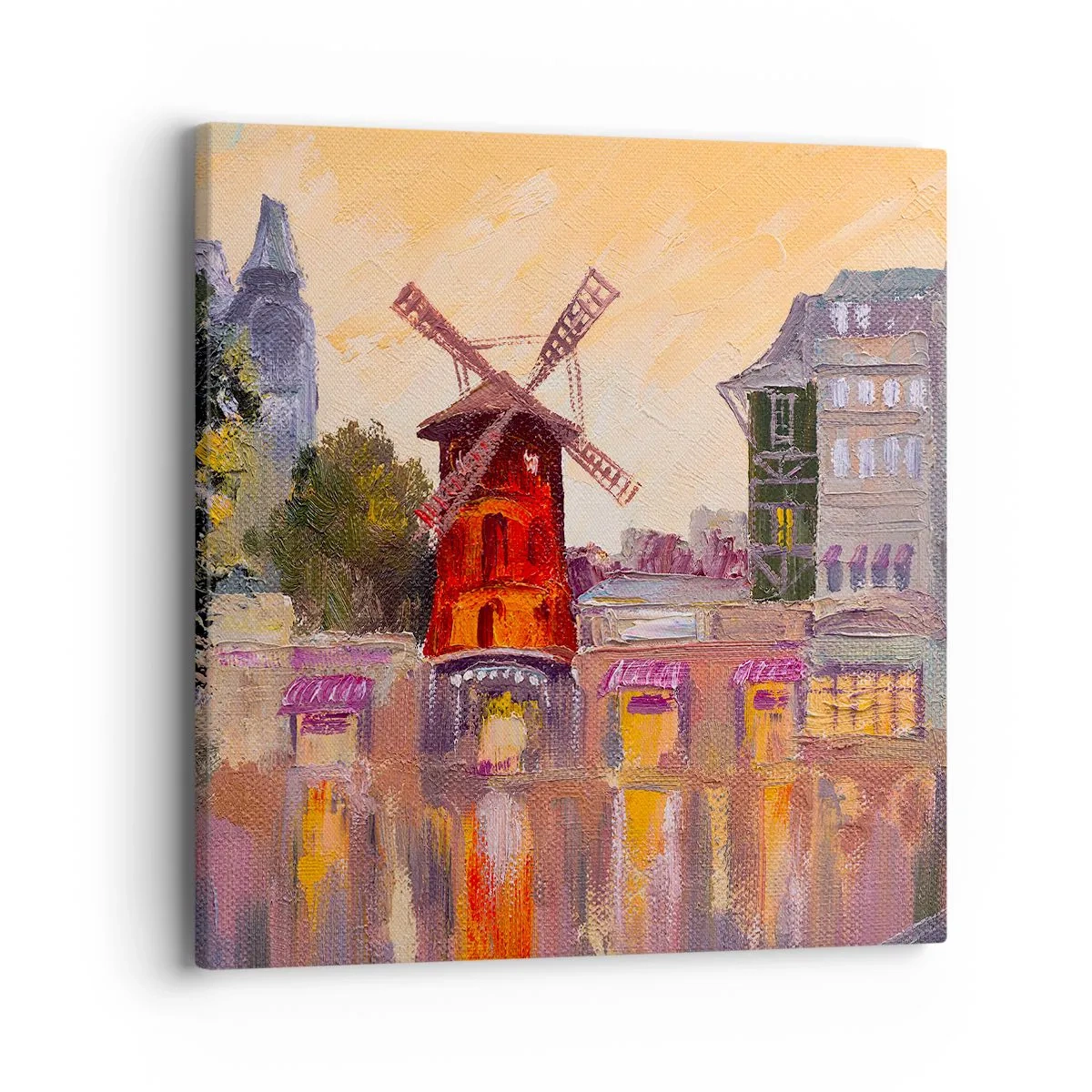 Schilderen op canvas - Parijse iconen – Moulin Rouge - 40x40 cm