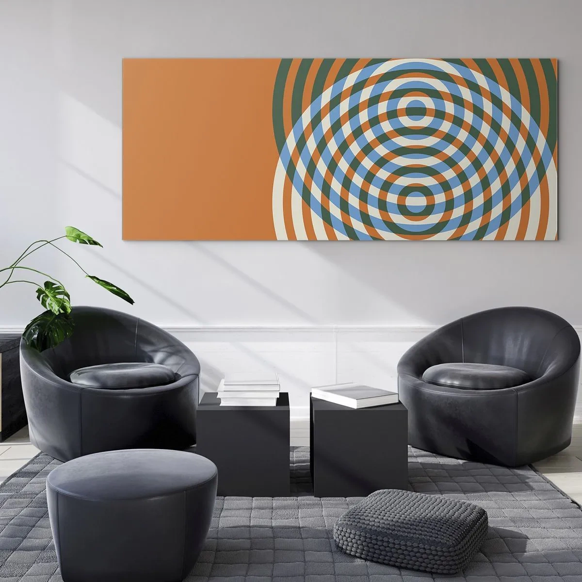 Schilderen op glas - Abstracte circulaire variatie - 100x40 cm