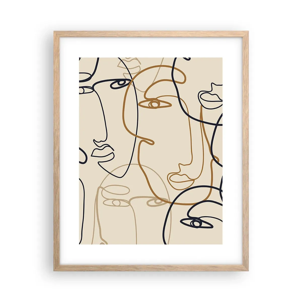 Een poster in een licht eiken lijst - Het portret is vermenigvuldigd - 40x50 cm