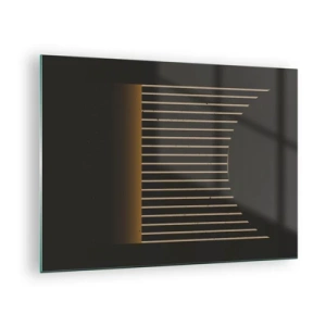 Schilderen op glas - Een minimalistische compositie met lijnen in het donker - 70x50cm - Verken de duisternis - Moderne wanddecoratie voor woonkamer en slaapkamer ARTTOR