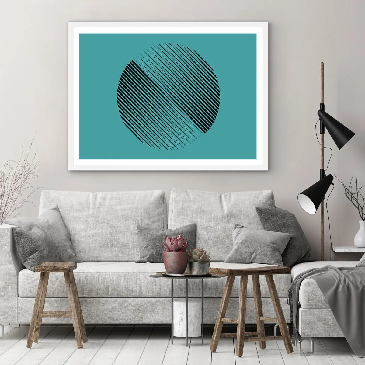 Poster in een witte lijst - Cirkel – een geometrische variatie - 40x30 cm