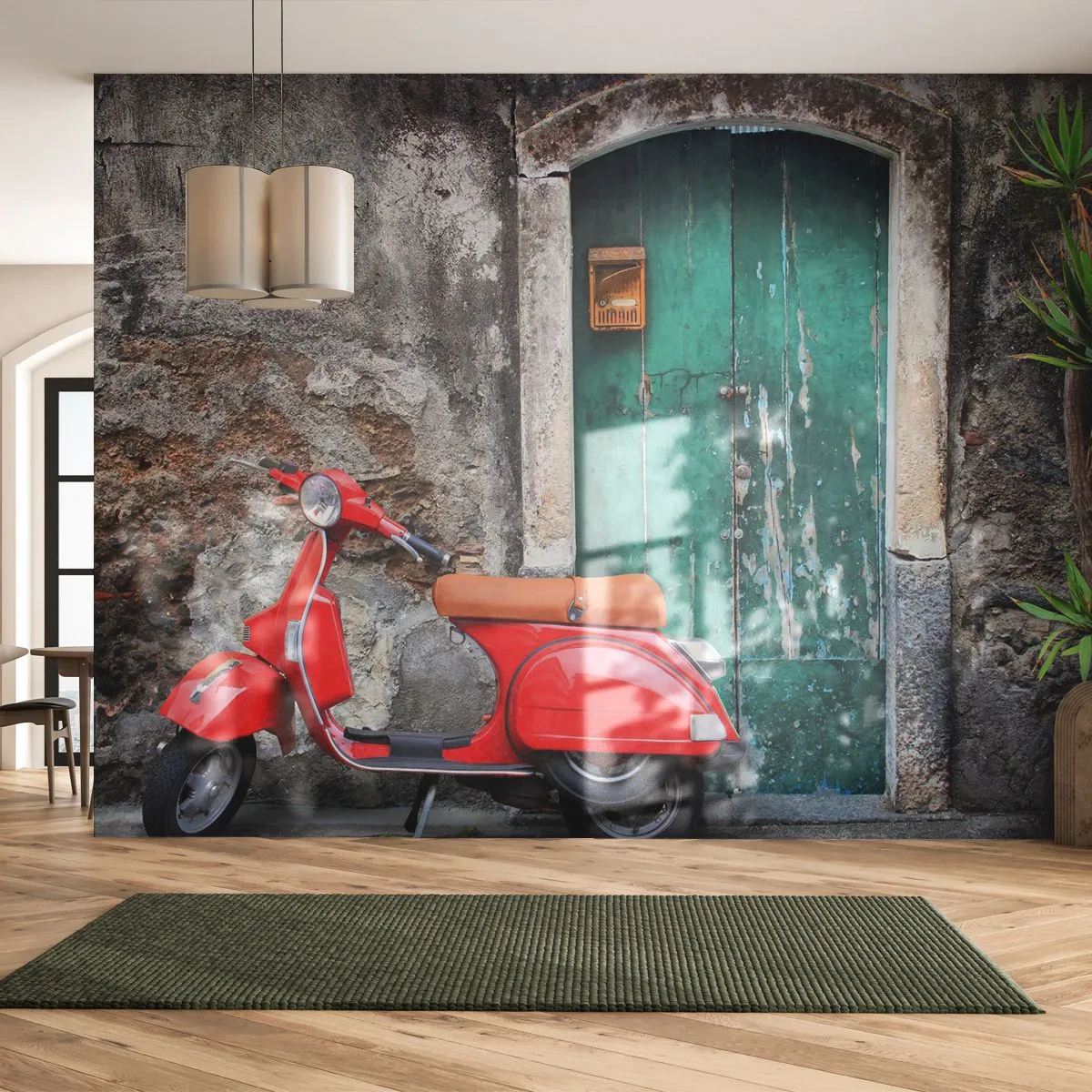 Zelfklevend Fotobehang Deluxe Sticker - Italiaanse vakantie - Automobiel, Scooter, Italië - 250x175 cm