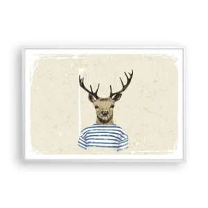 Poster in een witte lijst - Omdat ik van gestreepte t-shirts hou! - 100x70 cm