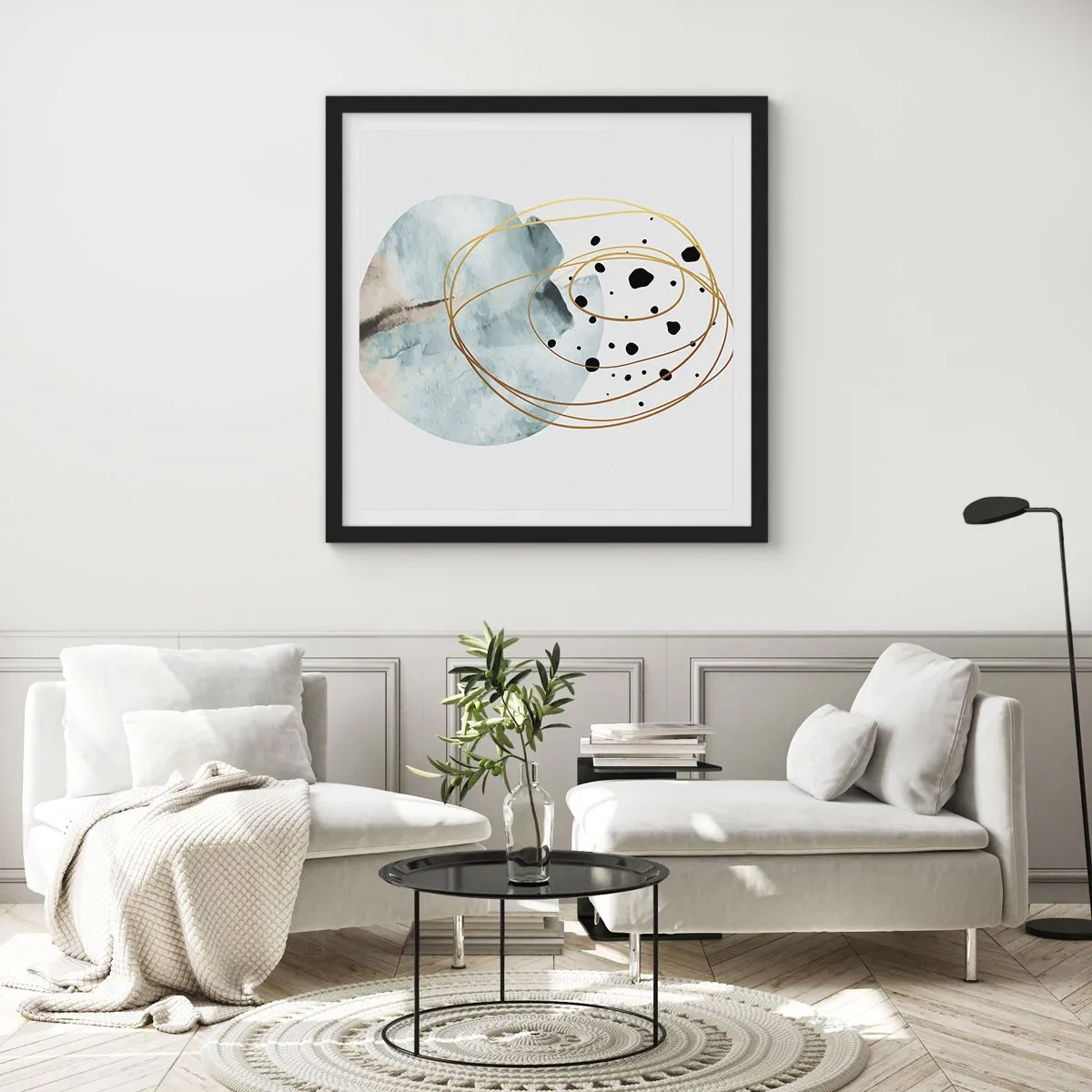 Poster in een zwarte lijst - Omarmd door de ruimte - 50x50 cm