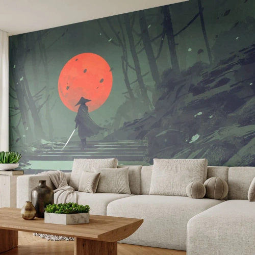 Zelfklevend Fotobehang Deluxe Sticker - Rode maan krijger - Abstractie, Fantasie, Strijder - 400x280 cm