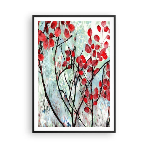 Poster in een zwarte lijst - Boom in scharlaken - 70x100 cm