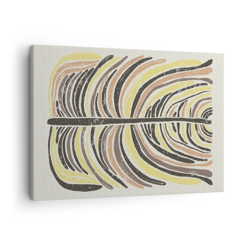 Schilderen op canvas - Abstract bladmotief in aardse tinten - 70x50cm - Abstractie vol leven - Moderne wanddecoratie voor woonkamer en slaapkamer ARTTOR