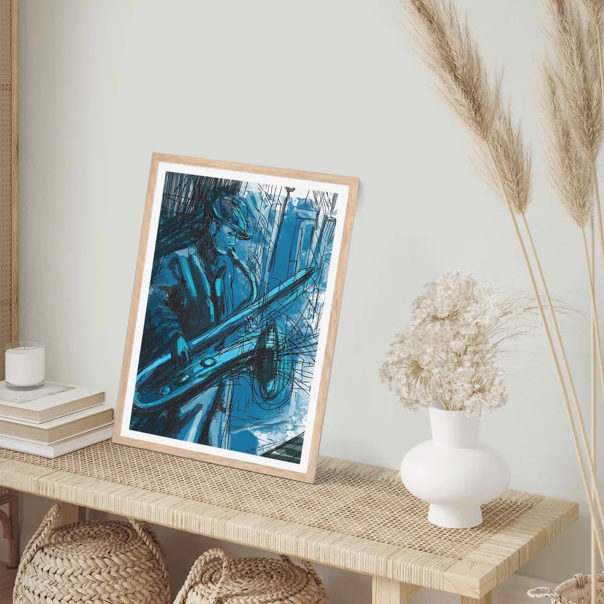 Een poster in een licht eiken lijst - Stedelijke Rapsodie - 50x70 cm