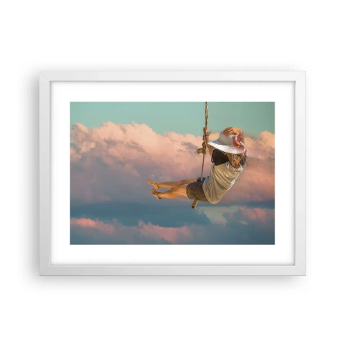 Poster in een witte lijst - Plezier in de wolken - 40x30 cm