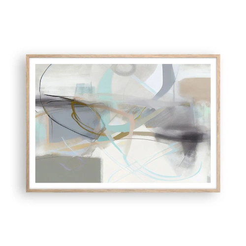 Een poster in een licht eiken lijst - Mistige abstractie - 100x70 cm