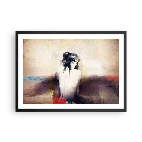 Poster in een zwarte lijst - Vloeiende lijnen, ovale vormen - 70x50 cm