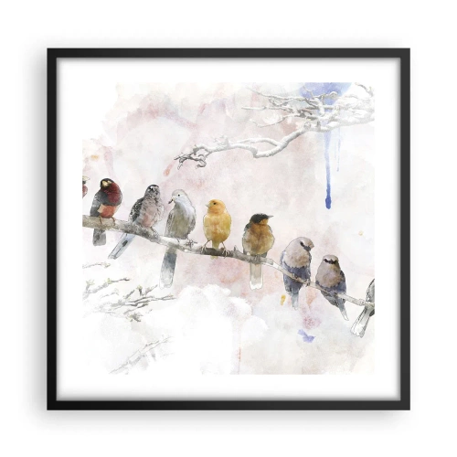 Poster in een zwarte lijst - Gevleugelde ontmoeting - 50x50 cm