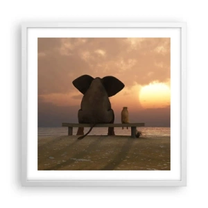 Poster in een witte lijst - Het is goed om samen stil te zijn - 50x50 cm