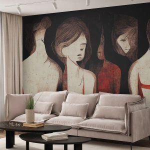 Fotobehang Premium Sand - Madonna's van duisternis - Vrouwen, Deel, Droefheid - 100x70 cm