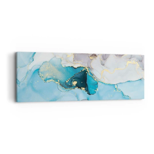 Schilderen op canvas - Een studie van de ontmoeting van grijs en turkoois - 90x30 cm