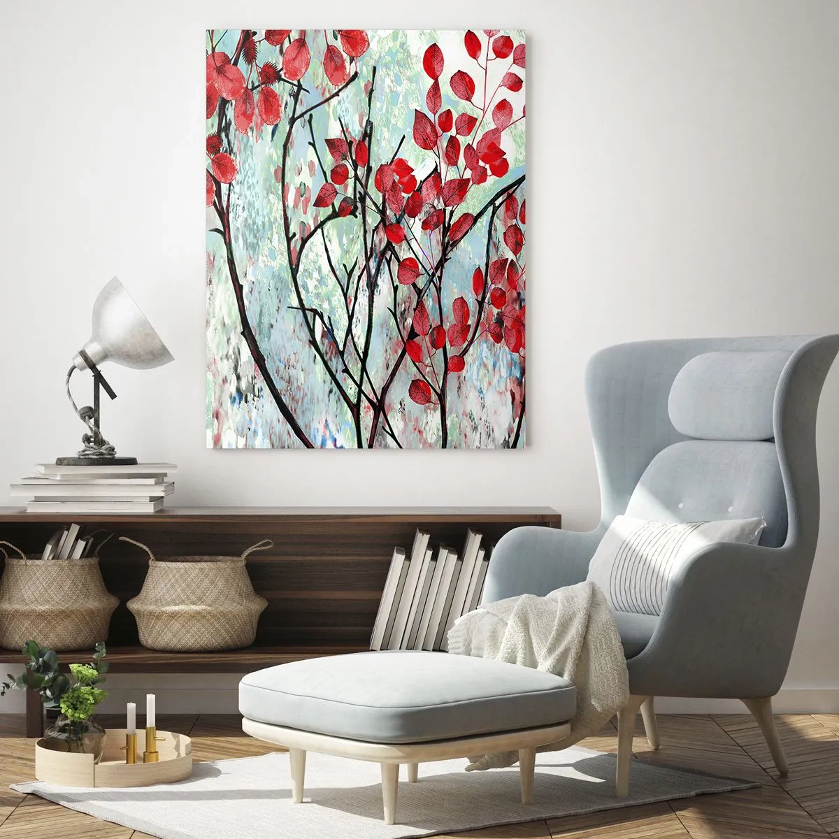 Schilderen op glas - Boom in scharlaken - 50x70 cm