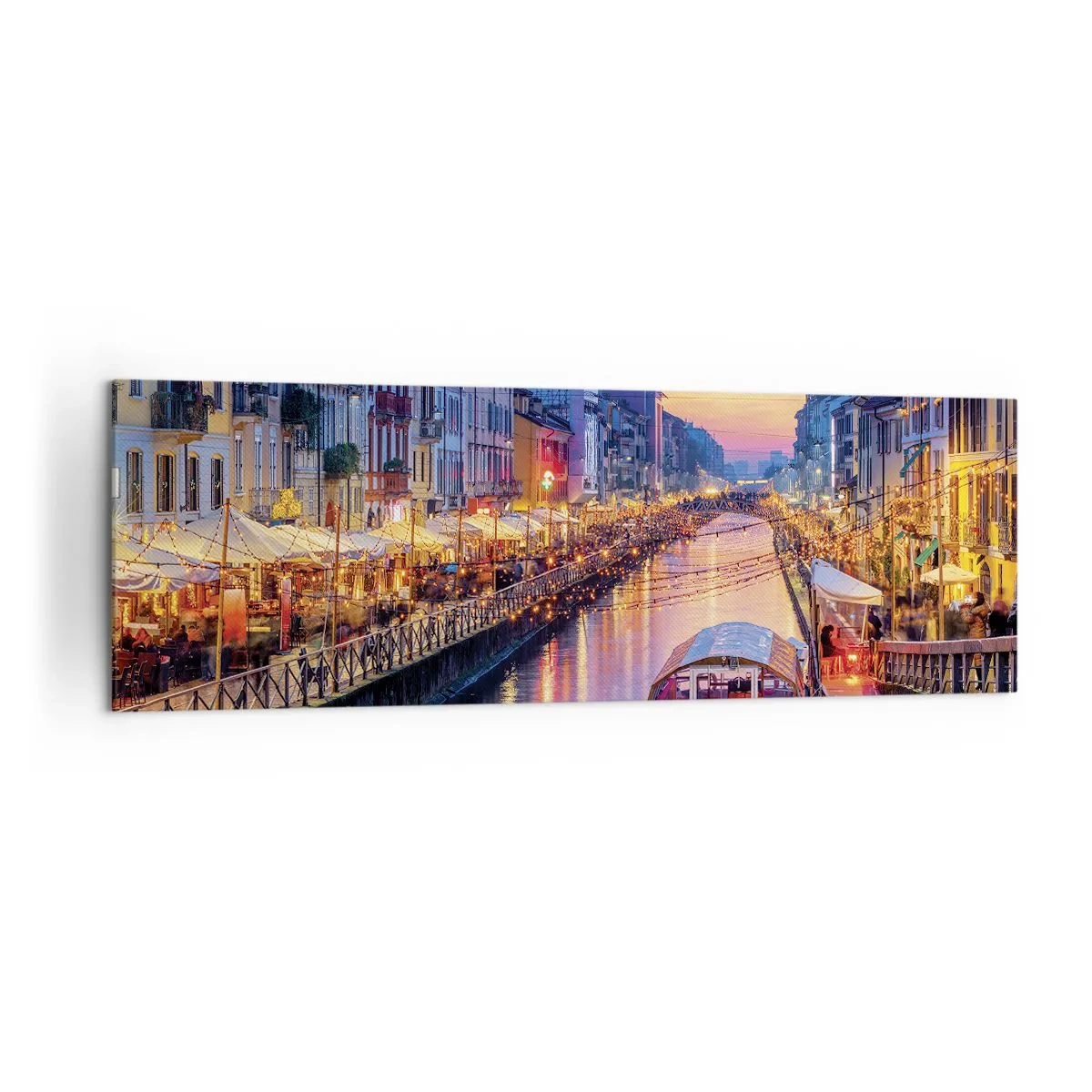 Schilderen op canvas - Een avond vol licht en plezier - 160x50 cm