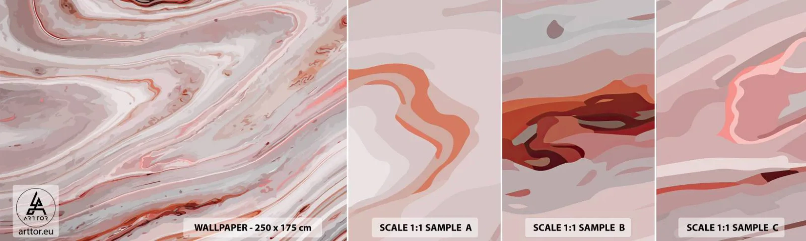 Fotobehang Monster Zelfklevend Deluxe Sticker - Roze vloeistof - Abstractie, Deel, Modern patroon - 100x30 cm