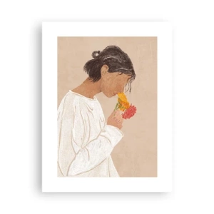 Poster - Meisje en bloemen - 30x40 cm
