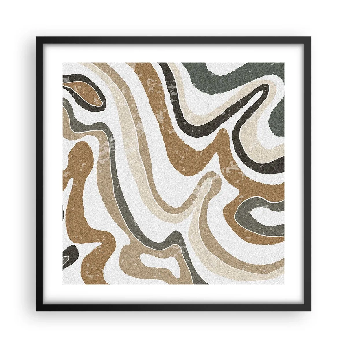 Poster in een zwarte lijst - Meanders van aardekleuren - 50x50 cm