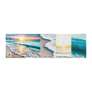 Fotobehang Monster Premium Canvas - Een uitzicht dat de moeite waard is - Landschap, Strand, Zonsondergang - 100x30 cm