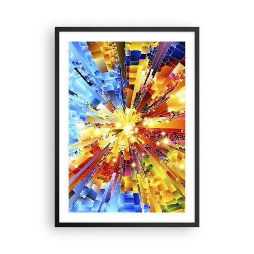 Poster in een zwarte lijst - Een kleurrijke explosie van licht in een abstracte vorm - 50x70cm - In medias res - Moderne wanddecoratie voor woonkamer en slaapkamer ARTTOR