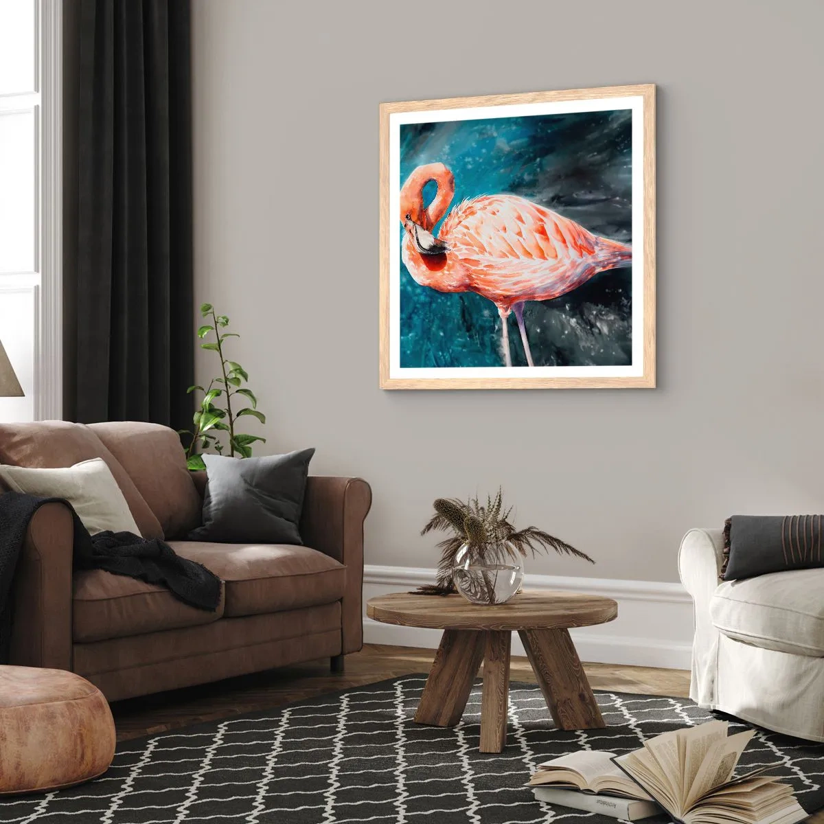 Een poster in een licht eiken lijst - Decoratief van aard - 60x60 cm