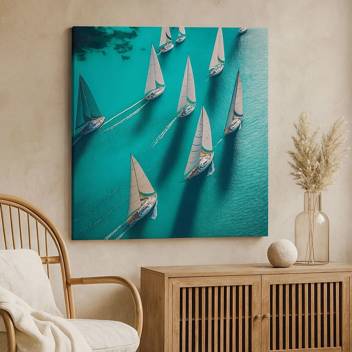 Schilderen op canvas - In een wedstrijd met de wind - 30x30 cm