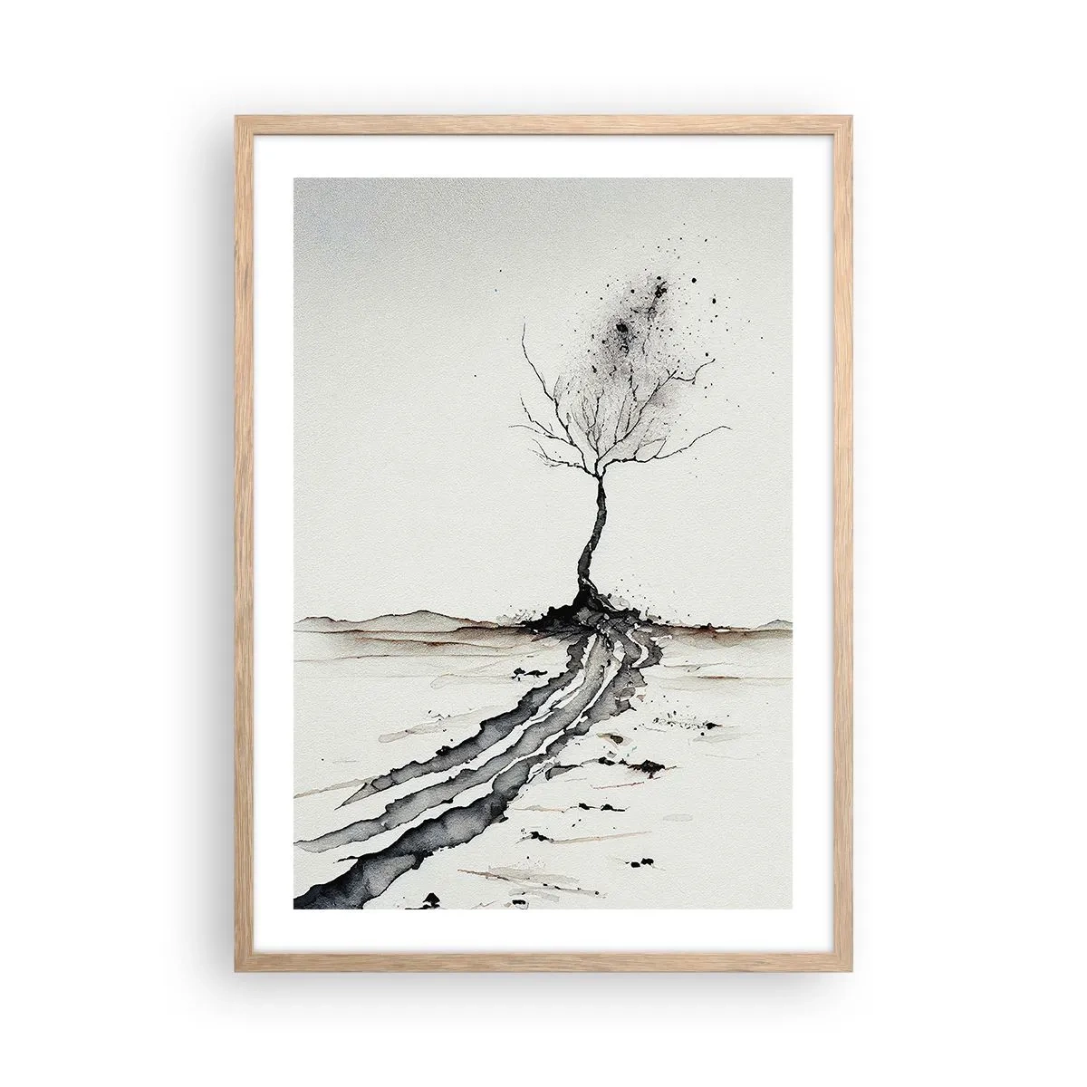 Een poster in een licht eiken lijst - Winterse melancholie - 50x70 cm