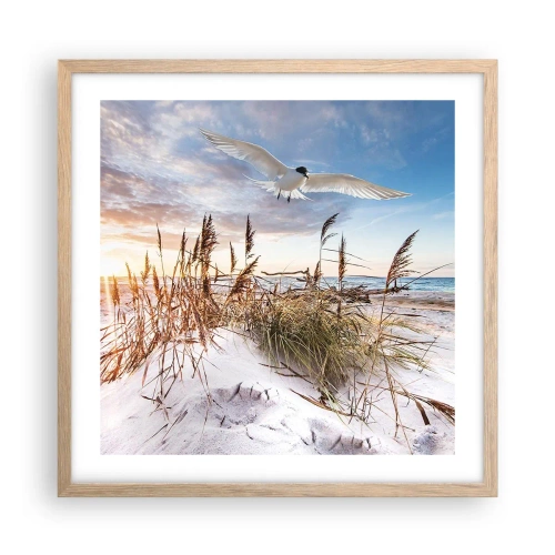 Een poster in een licht eiken lijst - Wind uit zee - 50x50 cm