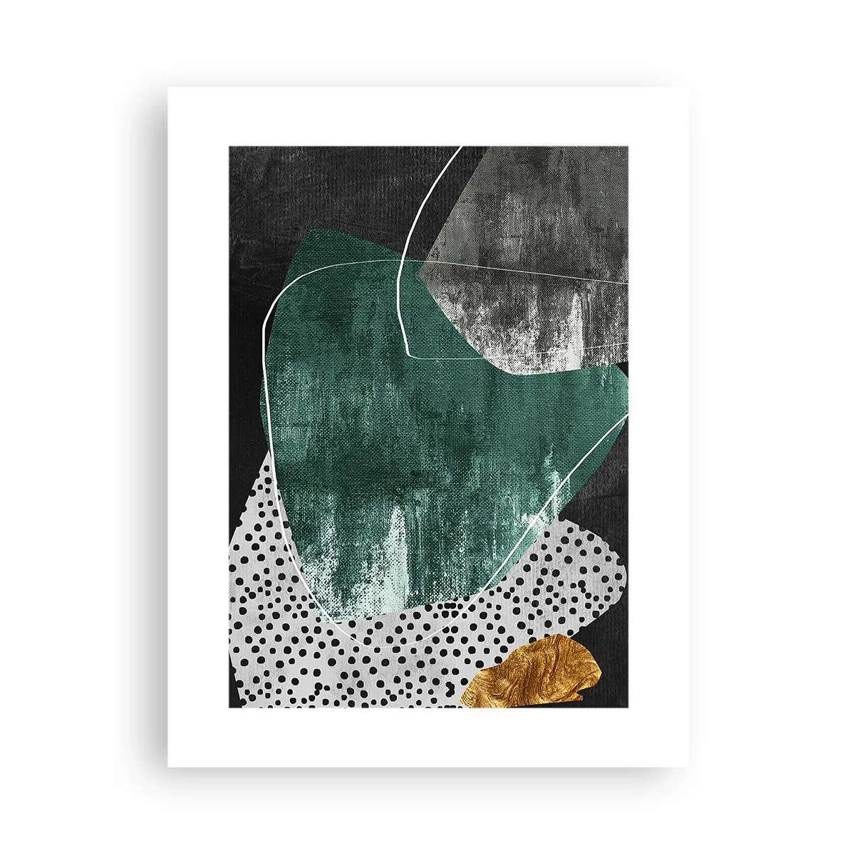 Poster - Kleurrijke abstractie met bladgoud - 30x40 cm