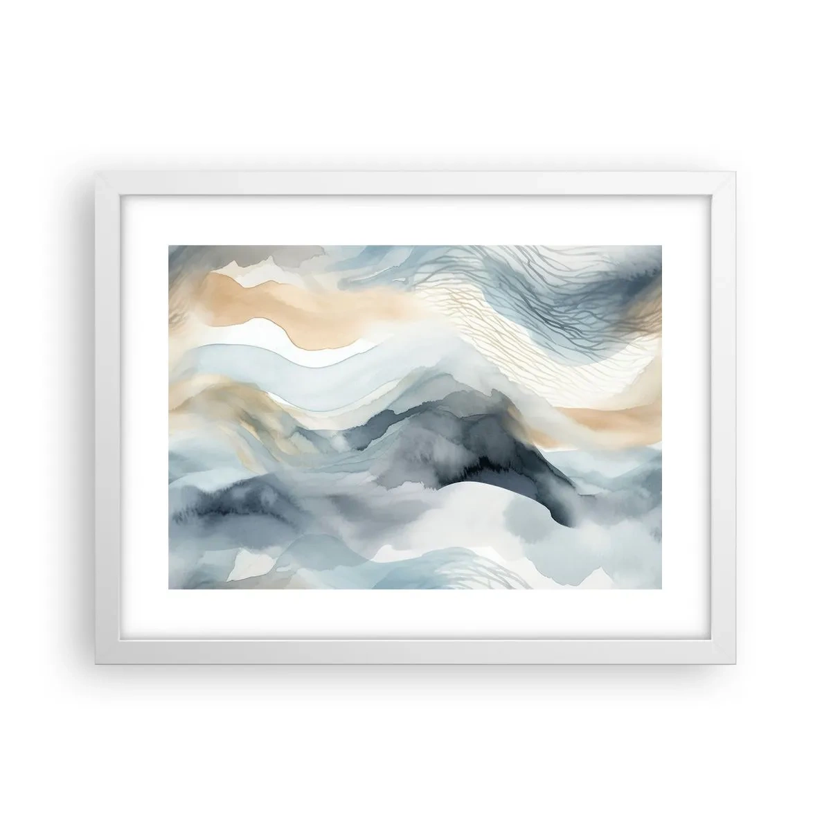 Poster in een witte lijst - Besneeuwde en mistige abstractie - 40x30 cm