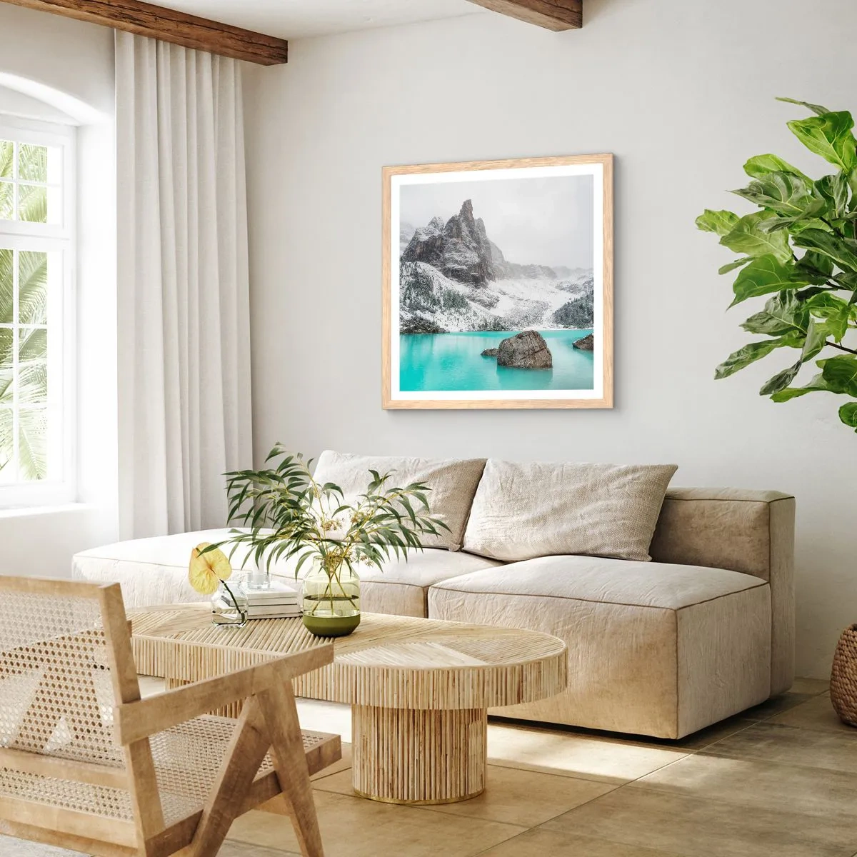 Een poster in een licht eiken lijst - Bewakend - 30x30 cm