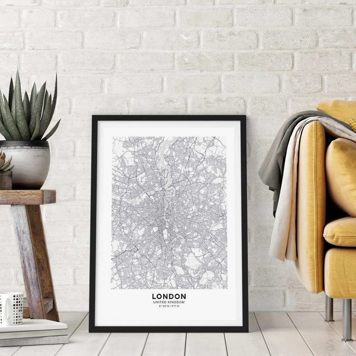 Poster in een zwarte lijst - Kaart van het doolhof van Londen - 40x50 cm